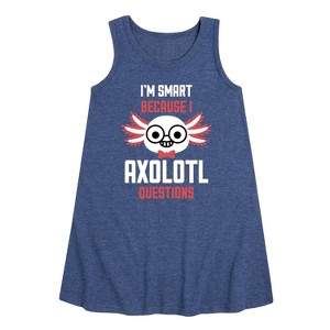 Girls' - Instant Message - Smart Axolotl Questions Graphic Sleeveless Aline Dress - 1 of 4