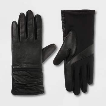 Isotoner Adult Faux Leather Gathered Wrist Gloves