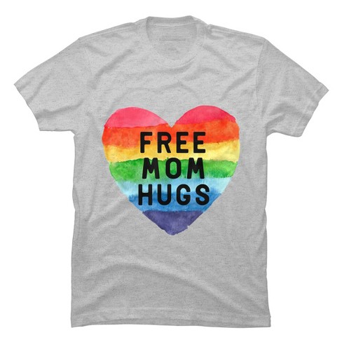 Design By Humans Free Mom Hugs Pride Watercolor Heart By Covi T-shirt ...