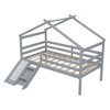 NicBex Twin Size Loft Bed with Slide & Ladder,Low Loft Bed Frame with Guardrails & House Roof Frame,Bed Frame for Kids,Box Spring Not Required,Grey - 4 of 4