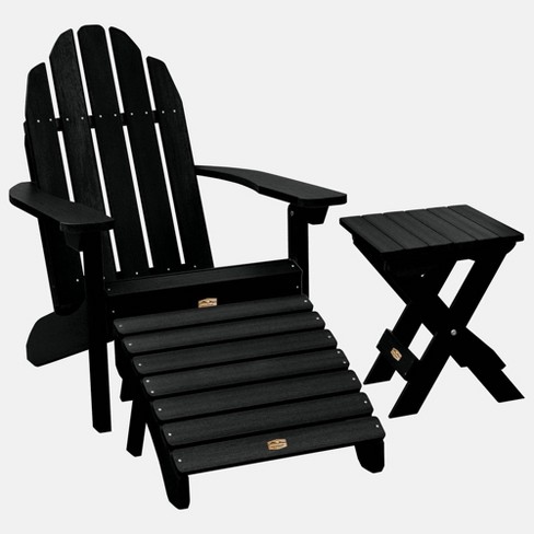 Essential Adirondack Patio Chair With Ottoman Side Table Black Highwood Target