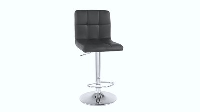 Adjustable Black Faux Leather Swivel Barstools with Chrome Finish