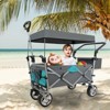 VisioGear Collapsible Wagon with Canopy, Wagon Stroller, Foldable Wagon for Camping, and Garden Use, Gray, 48"*22"*43" - 4 of 4
