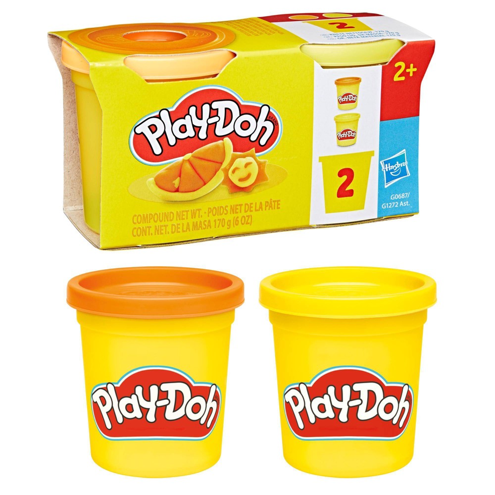 Play-Doh Orange and Yellow 2-Pack 3oz Cans Basket Stuffers Ages 2 and Up