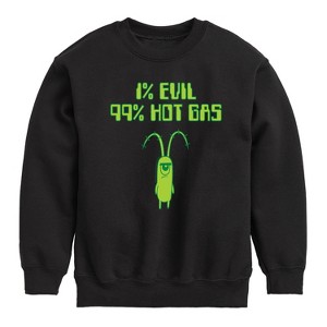 Boys' - SpongeBob SquarePants - Plankton One Percent Evil Graphic Long Sleeve Fleece Sweatshirt - 1 of 4