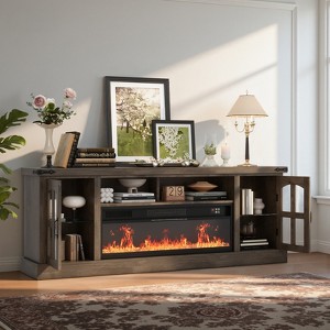 Belord 70.9" Electric Fireplace TV Stand for TVs up to 80", Wooden Media Console with 1500W 38.2" Fireplace - 1 of 4