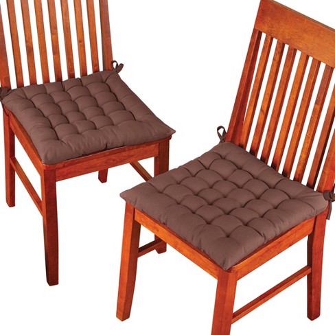 Chocolate Micro Fiber Chair Pads With Tie Backs (set Of 4) - Essentials :  Target