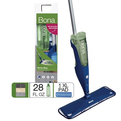 Bona Floor Mop Starter Kit - 1 Spray Mop, 1 Reusable Microfiber Pad, 1 Refillable Multi Surface Floor Cleaner Liquid
