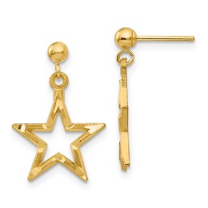 Black Bow Jewelry 13mm Diamond Cut Open Star Dangle Post Earrings in 14k Yellow Gold - 1 of 4