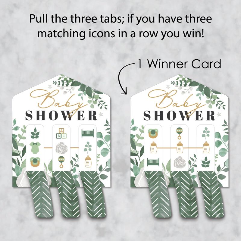 Big Dot of Happiness Boho Botanical Baby - Greenery Baby Shower Game Pickle Cards - Pull Tabs 3-in-a-Row - Set of 12, 3 of 7