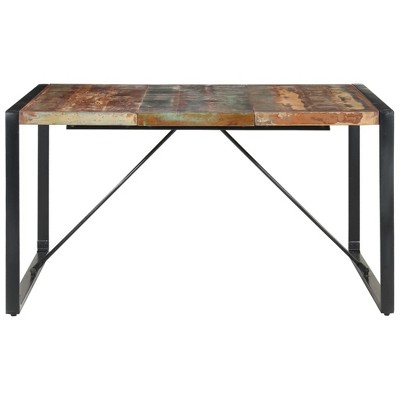 vidaXL Solid Reclaimed Wood Dining Table 55.1"x55.1"x29.5", Industrial Style, with Powder-Coated Steel Legs, Assembly Required