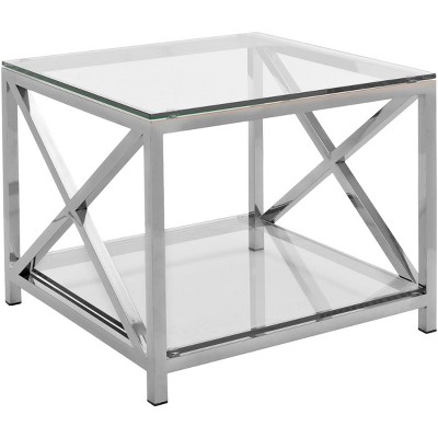 Hayward 24" Chrome and Glass Square End Table