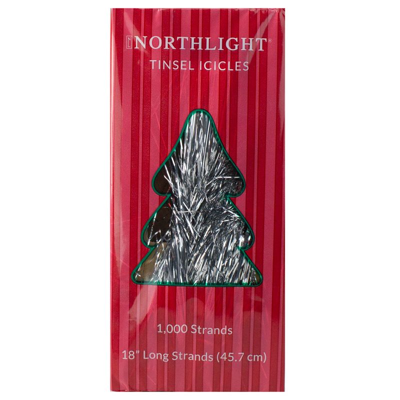 Northlight 1000ct Silver Tinsel Icicle Strands - 18" Christmas Decorations, 3 of 7