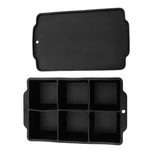 Unique Bargains 6-Cavity Square Ice Tray with Color-Matched Lid Hand Wash Only Silicone 7.09"x4.53"x2.17" 1 Pc - 1 of 3