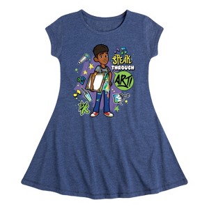 Girls' - Karma's World - Speak Through Art Fit & Flair Cap Sleeve Dress - 1 of 3