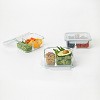 Glasslock Duo Clear Tempered Glass Microwave, Dishwasher, Freezer, Divided Food Storage Containers with Snap Lock BPA Free Plastic Lids - image 2 of 4