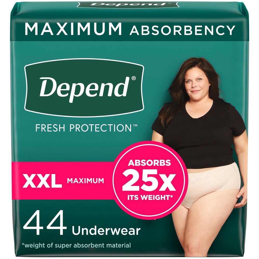 Depend Fresh Protection Adult Incontinence & Postpartum Underwear for Women - Maximum Absorbency - XXL - Blush - 44ct