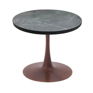 LeisureMod Bristol 27" Round Dining Table with MDF Top and Walnut Steel Pedestal Base for Modern Kitchen and Dining Room - 1 of 4