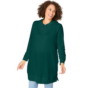 Woman Within Longer-Length Hoodie Sweatshirt. - 1 of 4