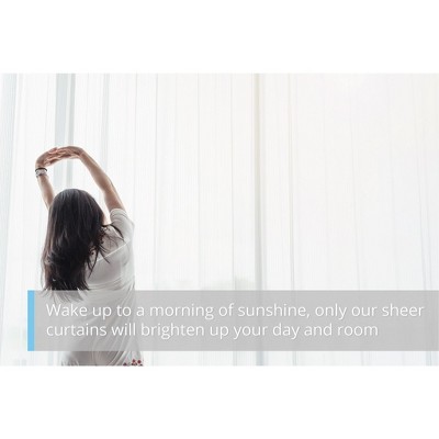 HLC.ME White Tab Top 54 inch x 108 inch Long Window Curtain Sheer Voile Panels for Living room & Bedroom, Set of 2
