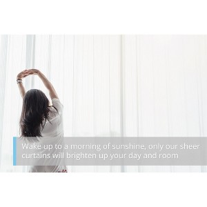 HLC.ME Tab Top Window Curtain Sheer Voile Panels for Living room & Bedroom, Set of 2 - 1 of 4
