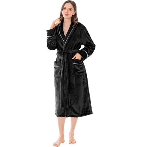 Pavilia Women Plush Fleece Robe, Soft Textured Bathrobe, Lady Cozy Spa Long  Robes, Fuzzy Satin Waffle Trim (sea Blue, Small-medium) : Target