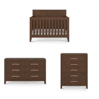 Child Craft Kieran Crib, Double Dresser and Chest Nursery Set, 3-Piece, Includes 4-in-1 Convertible Crib, Dresser and Chest