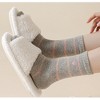 Anna-Kaci Women's 3 Pairs Knit Socks with Striped Pattern Heart Embroidery Ribbed Cuffs Soft Warm Fabric - 3 of 4
