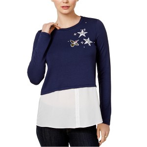 maison Jules Womens Applique Layered Embellished T-Shirt - 1 of 1