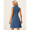 Allegra K Women's Sleeveless Button Down Distressed Midi Denim Shirt Dress - 3 of 4