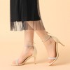 Perphy Women's Rhinestone Round Open Toe Ankle Tie Stiletto Heels Sandals - 2 of 4