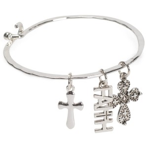 Dicksons Faith Cross Dangle Charm Women's One Size Silver Plated Everyday Bangle Clasp Bracelet - 1 of 4