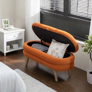 NicBex Modern 44.9" Velvet Storage Bench with Wood Legs for Bedroom and Living Room - 1 of 4