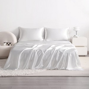 3/4 Pieces Satin Bed Sheet Set, Silky Cooling Soft Sheet Set - NTBAY - 1 of 4