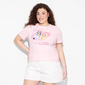 Women's Bluey and Bingo Short Sleeve Graphic Baby T-Shirt - Pink - 1 of 3
