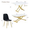 Lyngins 5-Piece Modern Lift Table Set – White Textured Sticker MDF Desktop, Golden Metal Legs & 4 Chairs, Multifunctional Coffee/Dining/Bar Table Set - 4 of 4