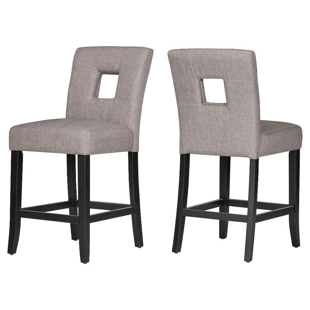 Photos - Chair Set of 2 Phelan Keyhold Counter Height Barstool Smoke - InspireQ