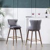 Roundhill Furniture Leland Fabric Upholstered Wingback Bar Stools, Gray, Set of 2 - 4 of 4