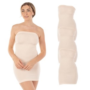 Body Beautiful Shapewear Smooth Strapless Full Body Slip Shaper Nylon Pink XX Large/XXX Large, 3-Pack - 1 of 4