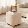 Bekrvio Cube Pouf Ottoman with Wood Legs, Chenille Vanity Stool & Square Footrest,Upholstered Ottoman for Living Room/Bedroom,500 lbs Capacity - 2 of 4
