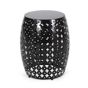 Syemin Patio End Table, Hollow Wrought Iron Patio Coffee Table, Decorative Side Table for Living Room, Patio, Yard, Black, 16.5" * 16.5" * 20.5" - 1 of 4