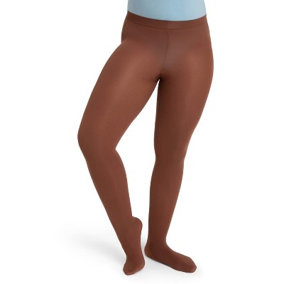 Capezio Chestnut Brown Ultra Soft Self Knit Waistband Transition Tight,  Child One Size