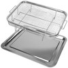 iMountek 2Pcs Air Fryer Basket Tray, 15.35x11.61in Stainless Steel, Non-Stick, Dishwasher Safe, Oven Pan silver - 2 of 4