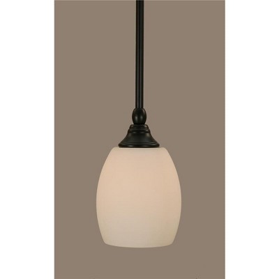 Toltec Lighting Any 1 - Light Pendant in  Matte Black with 5" White Linen  Shade
