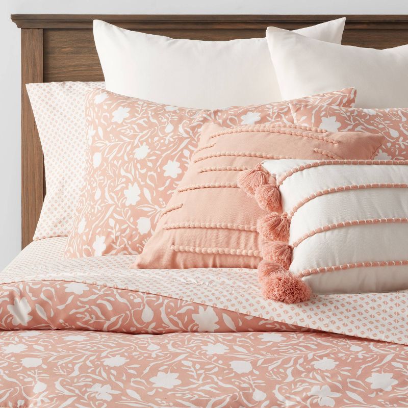 12pc Floral Boho Comforter & Sheets Set Terracotta Pink - Threshold™, 1 of 16