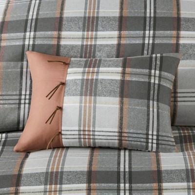 Tan and Gray Plaid Twin/Twin XL Microfiber Comforter Set