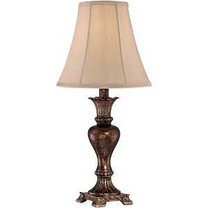 Regency Hill Xavier Traditional Accent Table Lamp 21" High Warm Bronze Urn Footed Base Natural Tone Bell Shade for Bedroom Living Room Bedside Office - 1 of 4