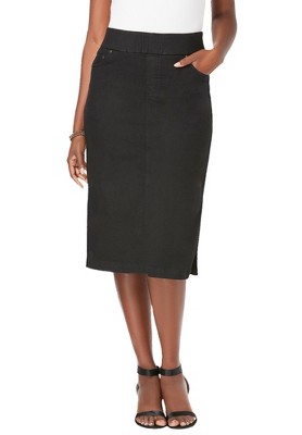 Jessica London Women's Plus Size Comfort Waist Stretch Denim Midi Skirt