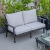 Leisuremod Walbrooke Modern Polyester Loveseat with Black Aluminum Frame and Removable Cushions - 2 of 4