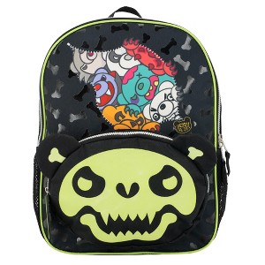 Deddy Bears Bones Plush Glow in The Dark Backpack for Girls & Boys, Creepy Cute 16" School Bag, Black - 1 of 4